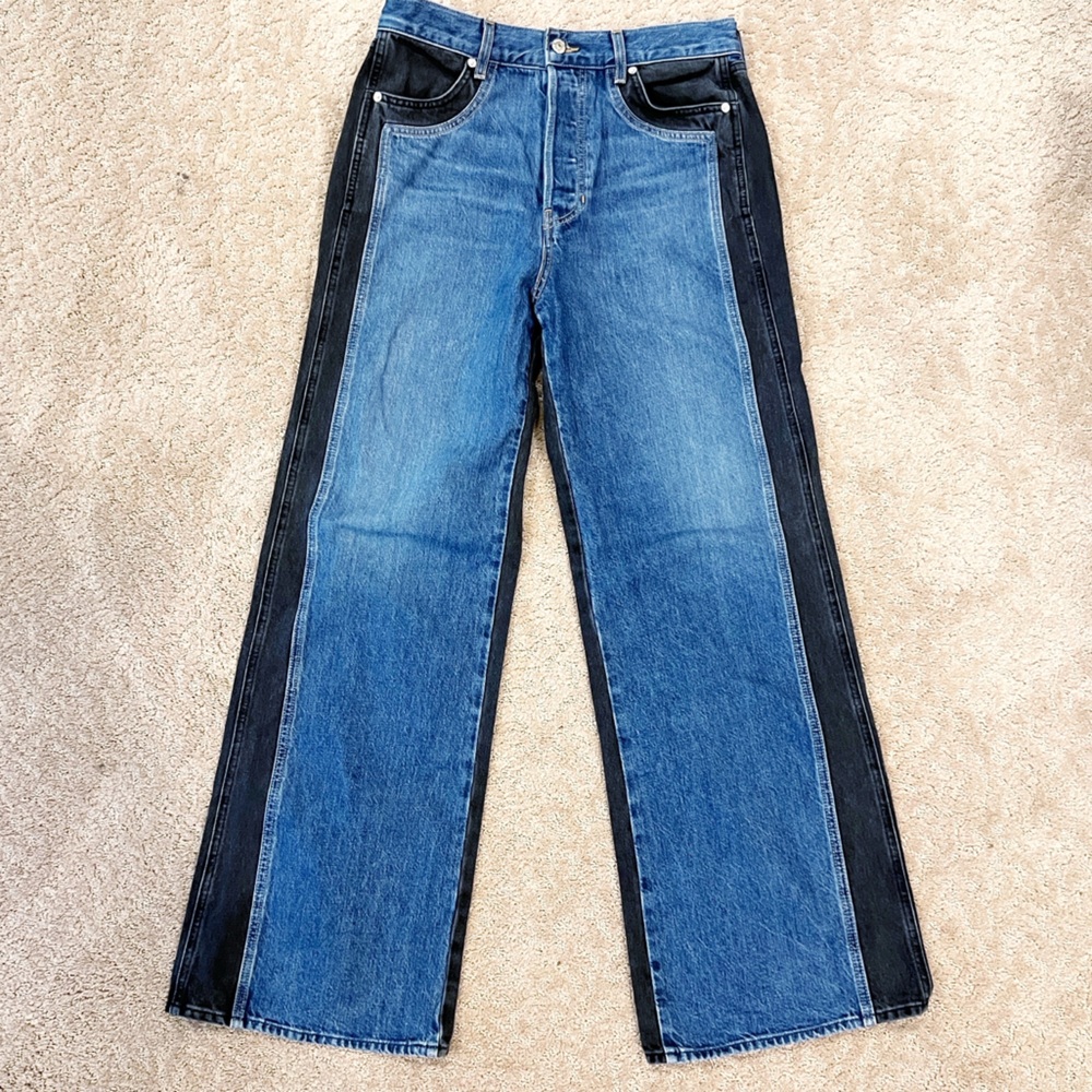 Veronica Beard Taylor Two-Tone Wide-Leg Jean Size 30 - Picture 8 of 11
